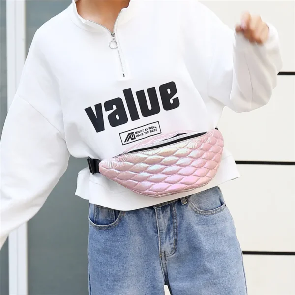 Fanny Pack Holographic Fashion Belt Bag Banana Waist Bag Reflective Laser Shoulder Bag Waist Bag Pochete Women's Belt Bag Purse