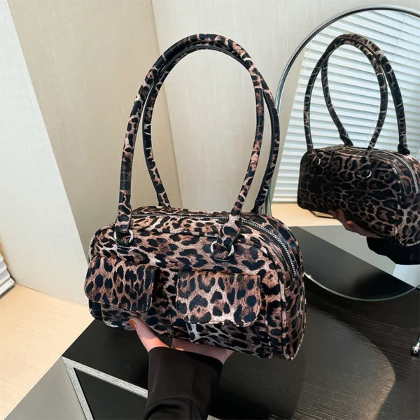 Vintage Women Business Shoulder Bags Simple Ladies Commute Tote Bag Pu Leather Female Underarm Bag Houndstooth Handbags Purse
