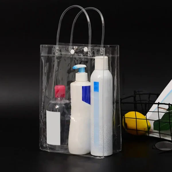 Storage Pouch Universal PVC Plastic Handbag Transparent Portable Wine bag Ice Tote Bag Leak-proof Travel Flowers Gift Bags