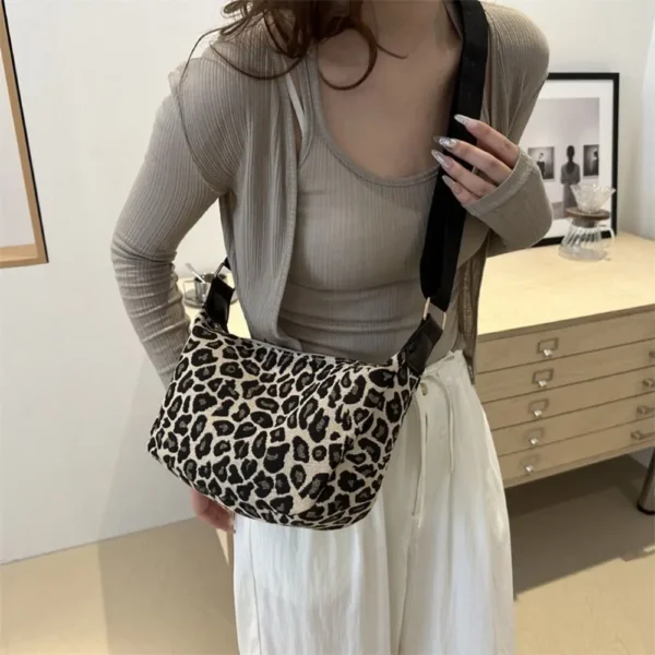Fashion Korean Style Leopard Print Bag Retro Y2k Women's Shoulder Bag Cross Body Street Spicy Girls Bag Female