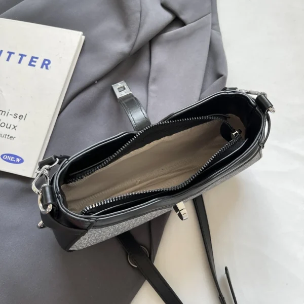 1 piece of denim spliced PU fabric armpit stick bag, women's buckle shoulder bag suitable for girls, women, college students, ne