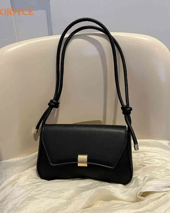 Women Shoulder Bag Metal Lock Buckle Knot Tote Bag Armpit Bag Crossbody Bag Ladies Handbags Solid Personality Messenger Bag