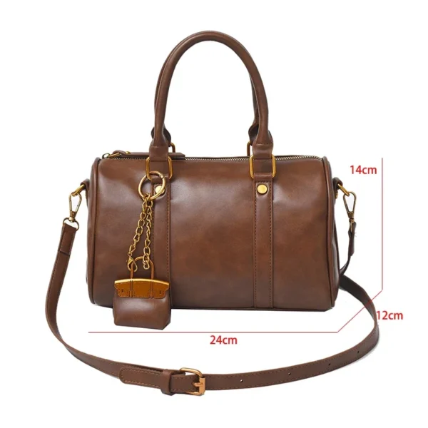 Brand Handbags For Women Vintage Pu Leather Shoulder Crossbody Bags Casual Street Small Boston Bag 2025 Designer Purses