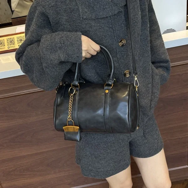 Brand Handbags For Women Vintage Pu Leather Shoulder Crossbody Bags Casual Street Small Boston Bag 2025 Designer Purses