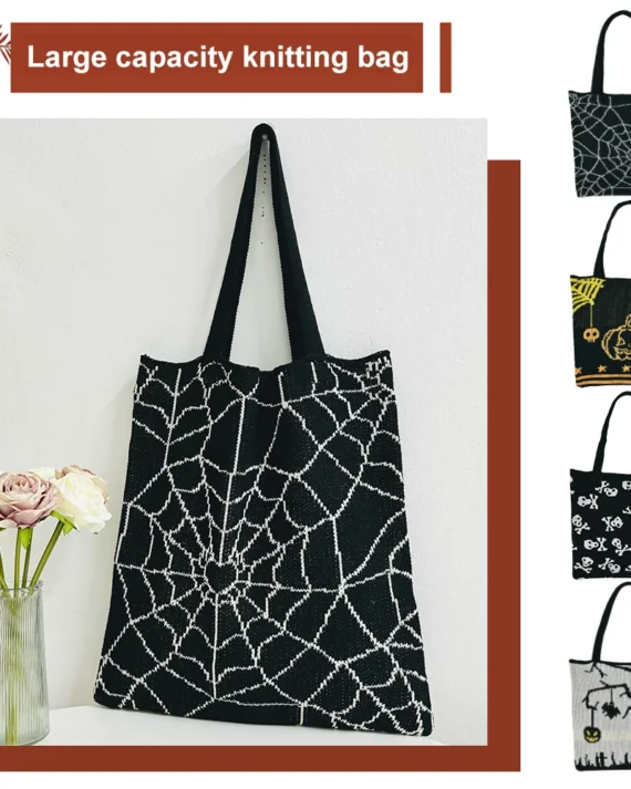 Halloween Pattern Tote Bags Women's Grocery Bags Outdoor Foldable Shopper Eco Shopping Bag Reusable Storage Bag Organizer Bags