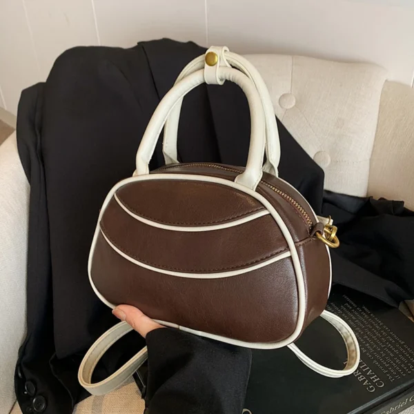 Small PU Leather Crossbody Bag for Women Travel Handle Handbag Vintage Shoulder Messenger Bag Ladies Zipper Purse Boston Bag