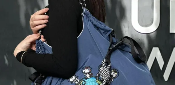 Snoopy Embroidered Nylon Shopping storage Bag Large Capacity Nylon Handbag messenger Shoulder Cross Body Bag