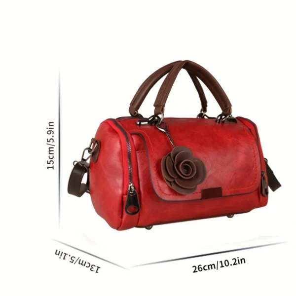 Vintage Boston , Flower Decor Crossbody Bag, Portable Double Handle Pillow Bag