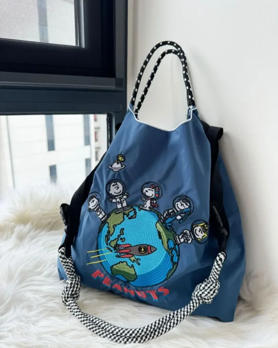 Snoopy Embroidered Nylon Shopping storage Bag Large Capacity Nylon Handbag messenger Shoulder Cross Body Bag