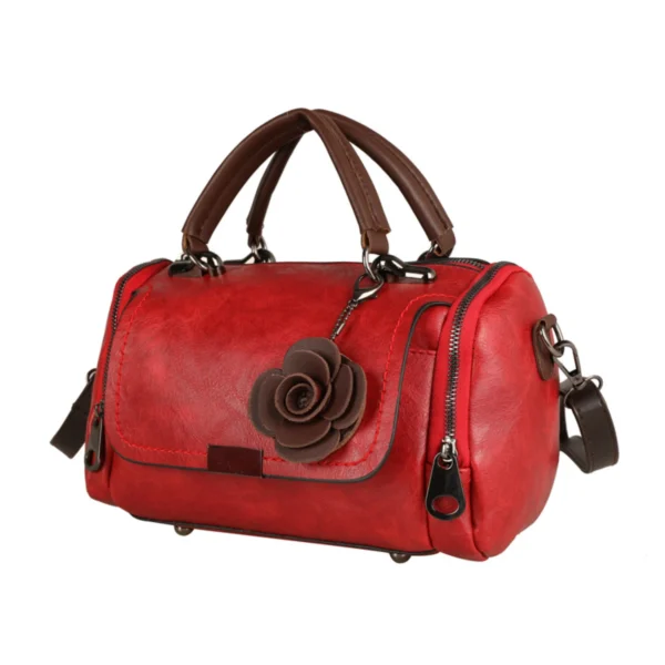 Vintage Boston , Flower Decor Crossbody Bag, Portable Double Handle Pillow Bag