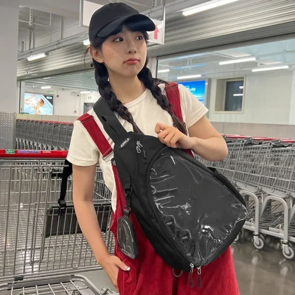 Casual Travel Transparent Zipper Shoulder Handbags Vintage Women All Match Simple Ita Bag Y2K Aesthetic Fashion Crossbody Bags