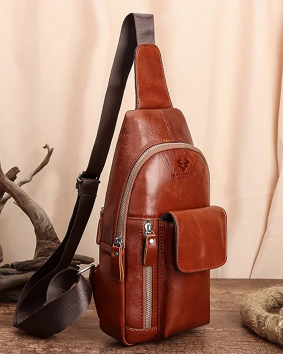 High Quality Genuine Leather Men's Chest Bag Luxury Design Multifunction Cowhide Crossbody Bag For travel Men Shoulder Bags
