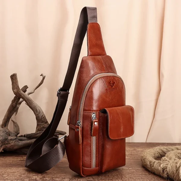 High Quality Genuine Leather Men's Chest Bag Luxury Design Multifunction Cowhide Crossbody Bag For travel Men Shoulder Bags
