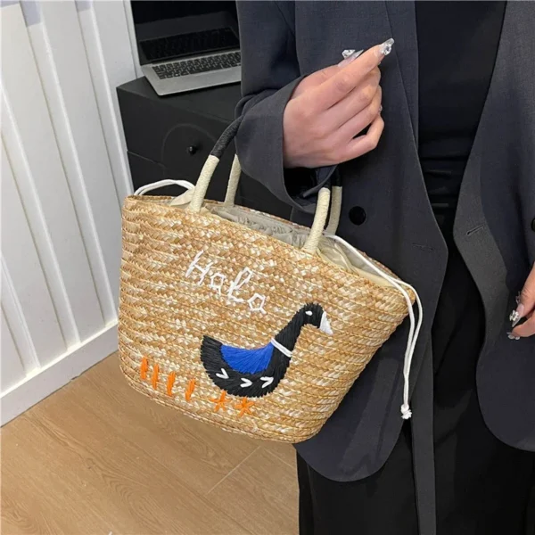 2025 Luxury Designer Straw Beach Bag Large Capacity Embroidery Women Bag Summer Raffia Handbag Shopper Basket Totes