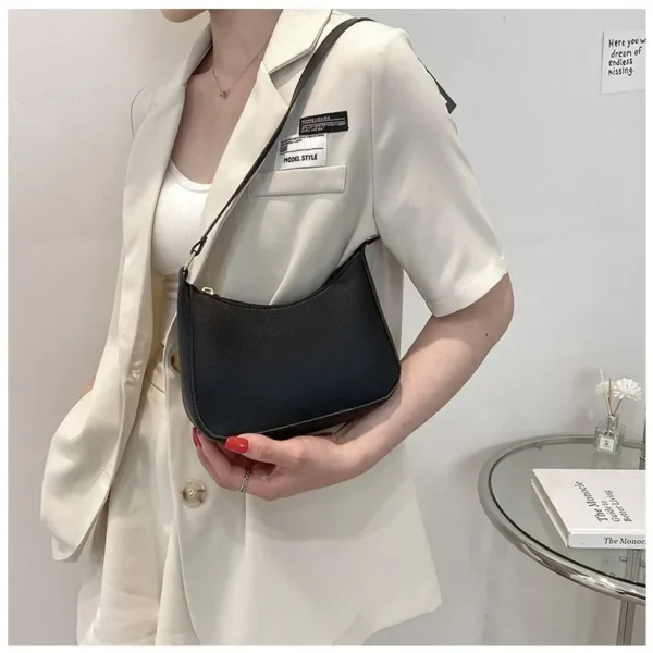 2024 New Women's Fashion Handbags Retro Solid Color PU Leather Shoulder Underarm Bag Casual Women Hobos Handbags
