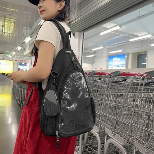 Casual Travel Transparent Zipper Shoulder Handbags Vintage Women All Match Simple Ita Bag Y2K Aesthetic Fashion Crossbody Bags
