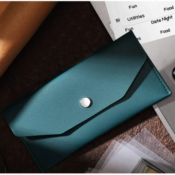 Ultra-thin Cash Envelope Wallet Wear-resistant PU Leather Money Binder Organizer Waterproof Pouch Name Card Holder Male Female