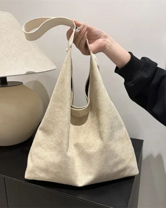 Vintage Women's Bag Large Capacity Soft Shoulder Bags Trendy Solid Color Casual Armpit Commuter Bags Minimalist Girls Tote Bag