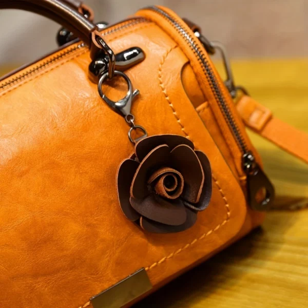 Vintage Top Handle Boston Bag, Retro Genuine Leather Crossbody Bag, Women's Classic Handbag, Shoulder Bag & Purse