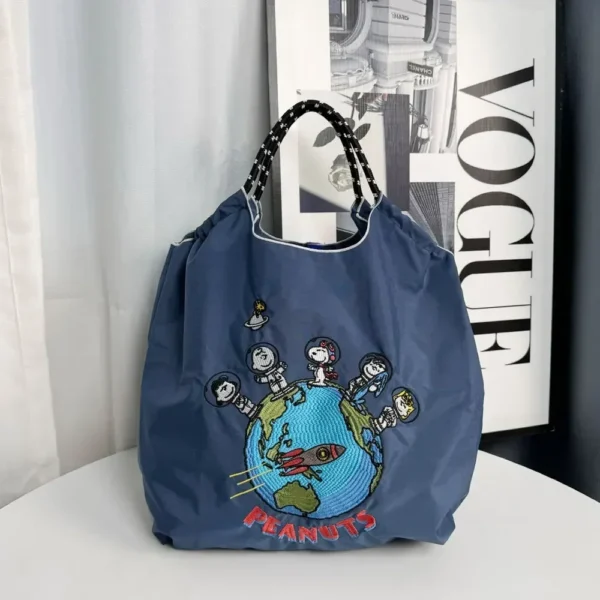 Snoopy Embroidered Nylon Shopping storage Bag Large Capacity Nylon Handbag messenger Shoulder Cross Body Bag