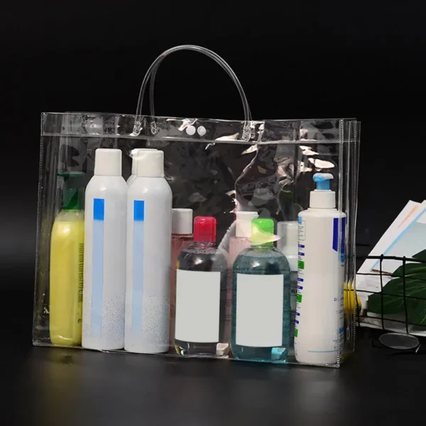 Storage Pouch Universal PVC Plastic Handbag Transparent Portable Wine bag Ice Tote Bag Leak-proof Travel Flowers Gift Bags