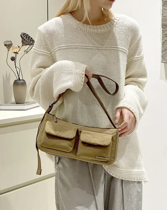 New Japanese and Korean women's nylon fabric motorcycle bag for leisure commuting, artistic and cute shoulder bag bolsos de muje