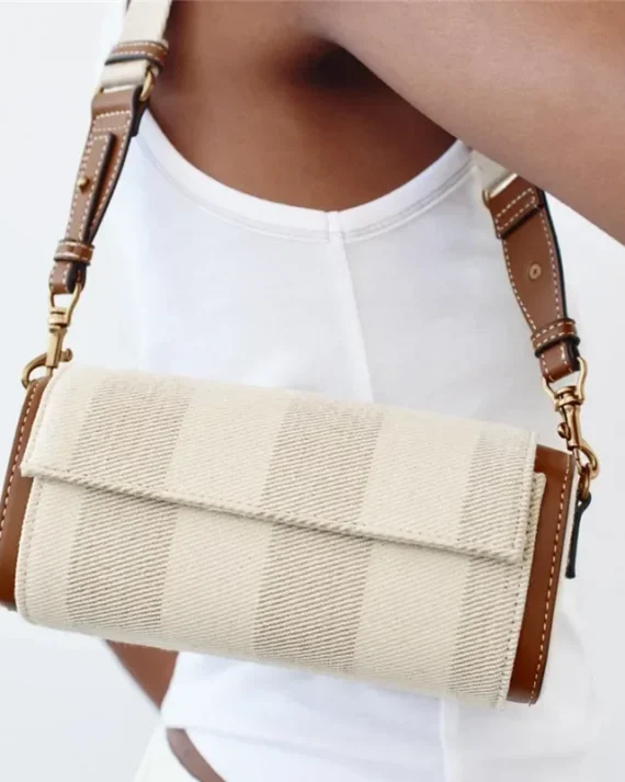 Luxury Women Brand Canvas Striped Crossbody Bag Casual Pillow Boston Bowling Messenger Bag