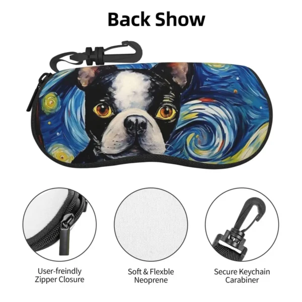 Boston Terrier Dog Starry Night Shell Glasses Case Portable Sunglasses Box Women Men Soft Eyeglasses Bag Pouch
