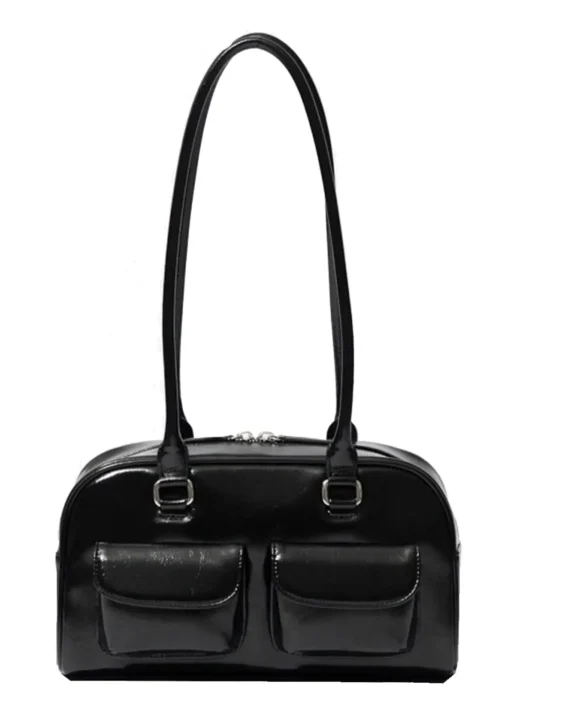 Fashionable women's shoulder bag, crossbody bag, handbag, multi pocket bowling bag, Boston bag