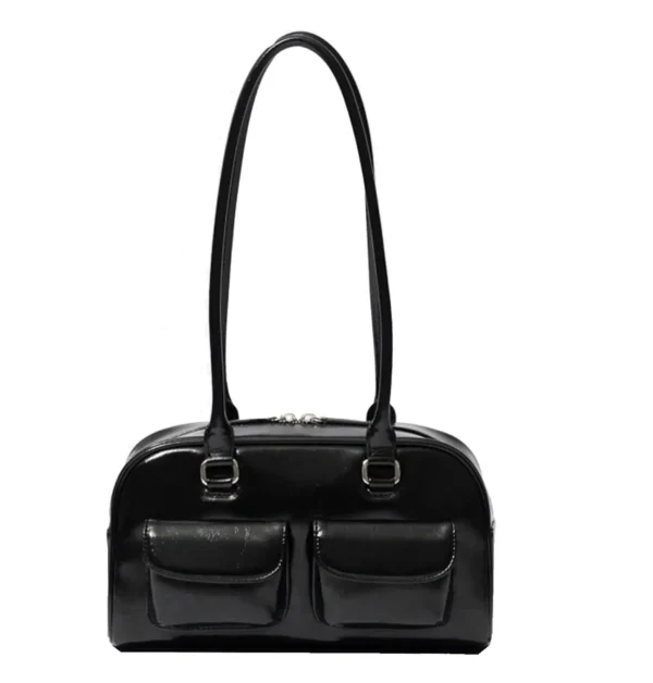 Fashionable women's shoulder bag, crossbody bag, handbag, multi pocket bowling bag, Boston bag