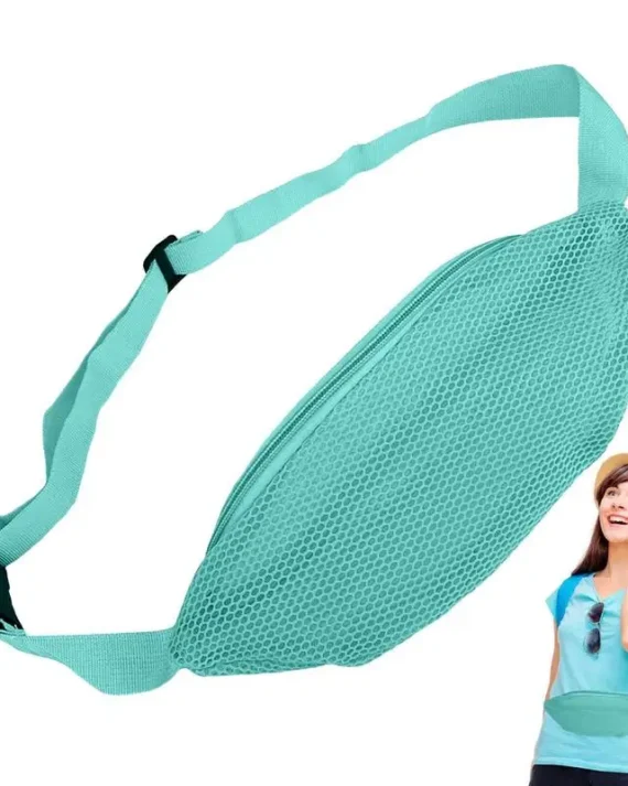 Mesh Beach Bag For Kids Shell Bag With Adjustable Strap Lightweight Waist Pack With Zipper Portable Organizer For Kids And
