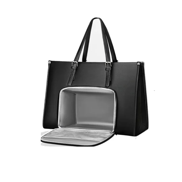 Lunch Tote Bag for Women, 15.6 Inch Laptop Bag with Insulated Lunch Compartment, Quilted Large Capacity Computer Handbag with Pu