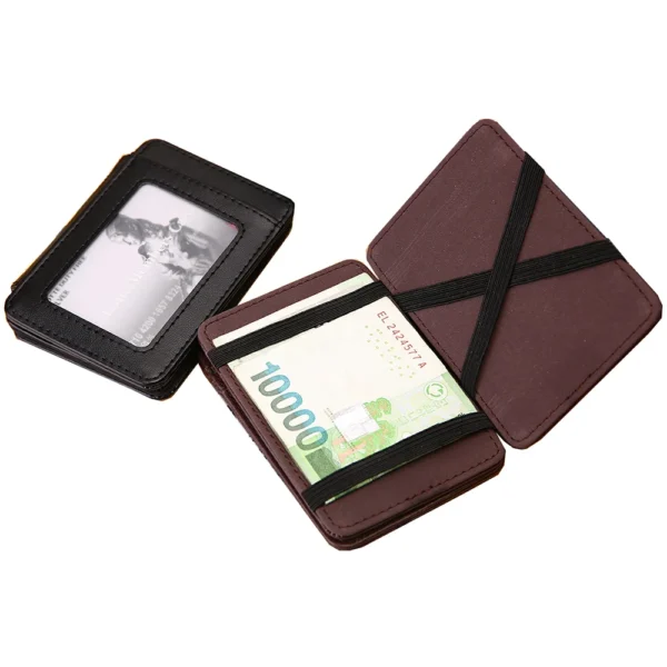 Portable Tri-fold Magic Wallet For Men Small Purse Credit Card Holder Mini Money Bag PU Leather Cash Clip