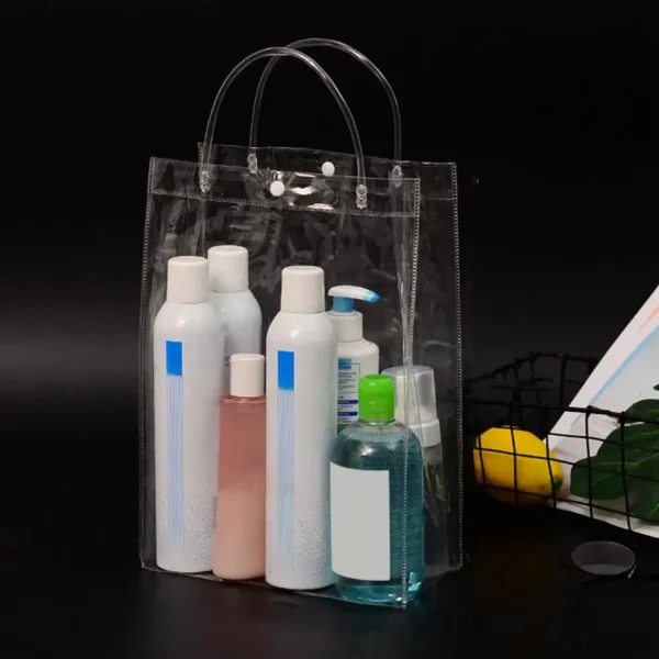 Storage Pouch Universal PVC Plastic Handbag Transparent Portable Wine bag Ice Tote Bag Leak-proof Travel Flowers Gift Bags