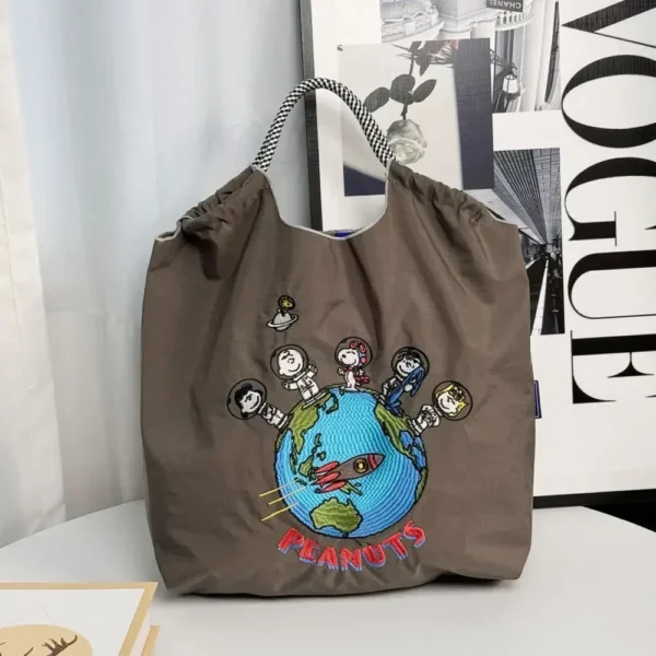 Snoopy Embroidered Nylon Shopping storage Bag Large Capacity Nylon Handbag messenger Shoulder Cross Body Bag