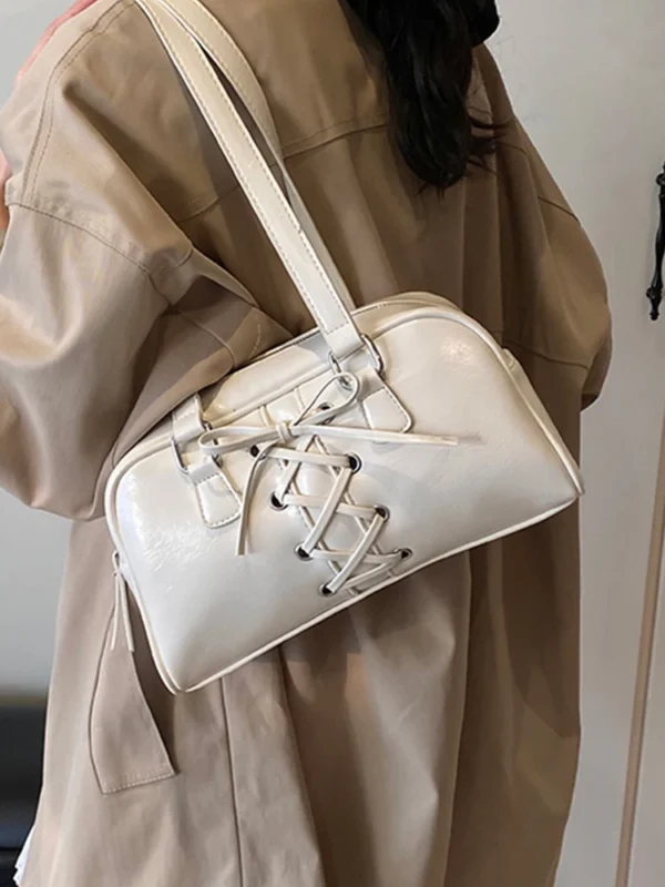 High-Grade Sense Women Shoulder Bags 2025 New Soft Leather Zip Design Handbags Female Solid Color Underarm Bag