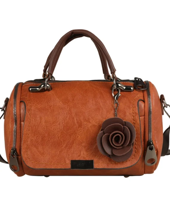 Vintage Boston , Flower Decor Crossbody Bag, Portable Double Handle Pillow Bag