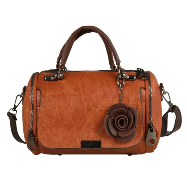Vintage Boston , Flower Decor Crossbody Bag, Portable Double Handle Pillow Bag