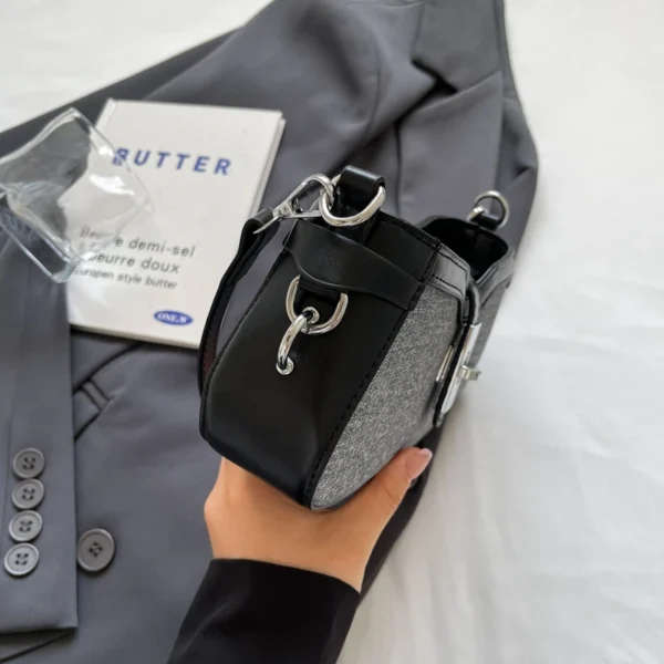 1 piece of denim spliced PU fabric armpit stick bag, women's buckle shoulder bag suitable for girls, women, college students, ne