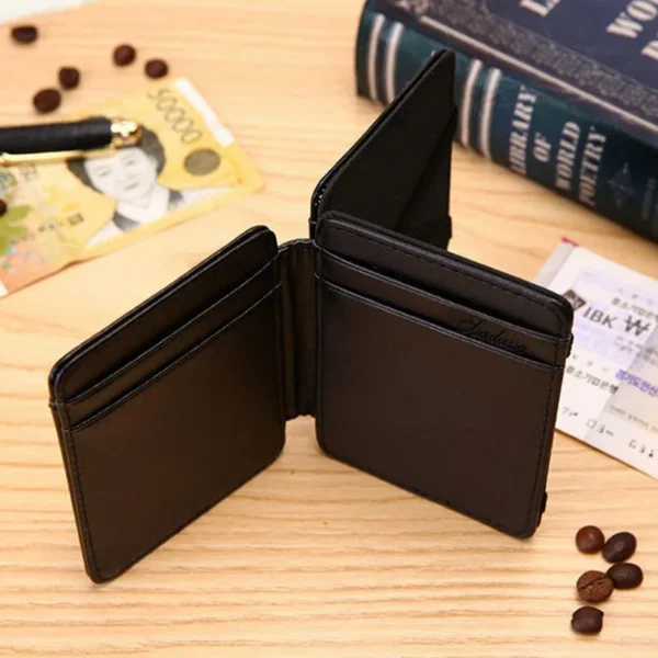 Portable Tri-fold Magic Wallet For Men Small Purse Credit Card Holder Mini Money Bag PU Leather Cash Clip