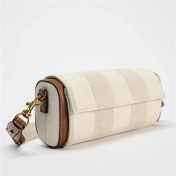 Luxury Women Brand Canvas Striped Crossbody Bag Casual Pillow Boston Bowling Messenger Bag