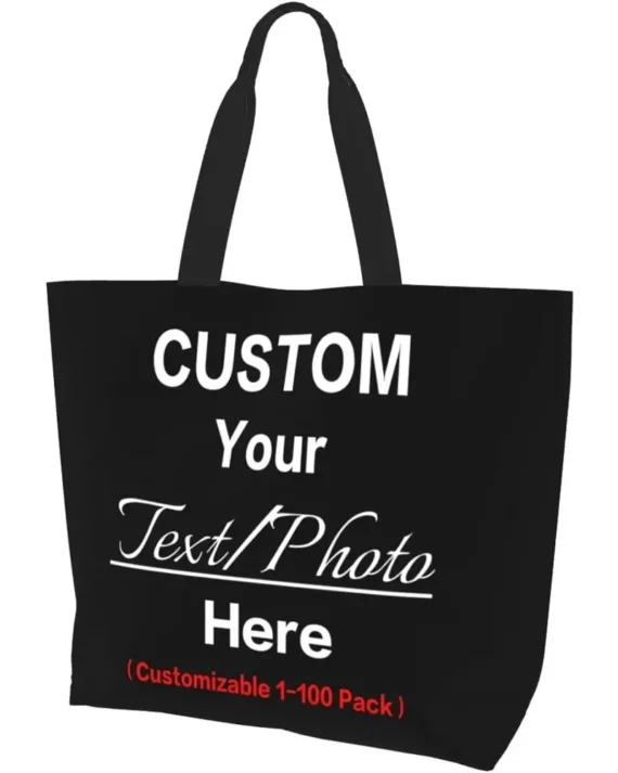 Custom Personalized Tote Bag Design Your Own Handbag Women Casual Shoulder Bag Large Shopping Bags for Work Travel Beach
