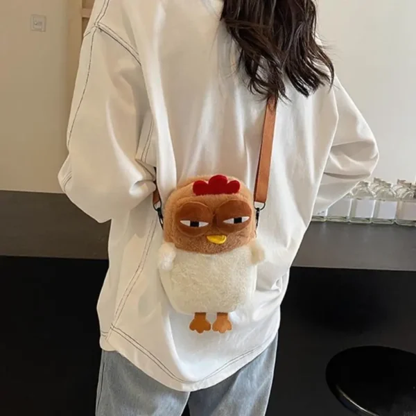 D46D Cute Plush Chicken Pouches Crossbody Purse Coin Wallet Stylish Shoulder Bag for Children's Party Favors