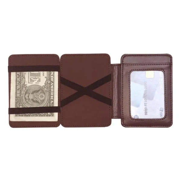 Portable Tri-fold Magic Wallet For Men Small Purse Credit Card Holder Mini Money Bag PU Leather Cash Clip