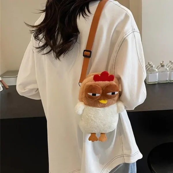 D46D Cute Plush Chicken Pouches Crossbody Purse Coin Wallet Stylish Shoulder Bag for Children's Party Favors