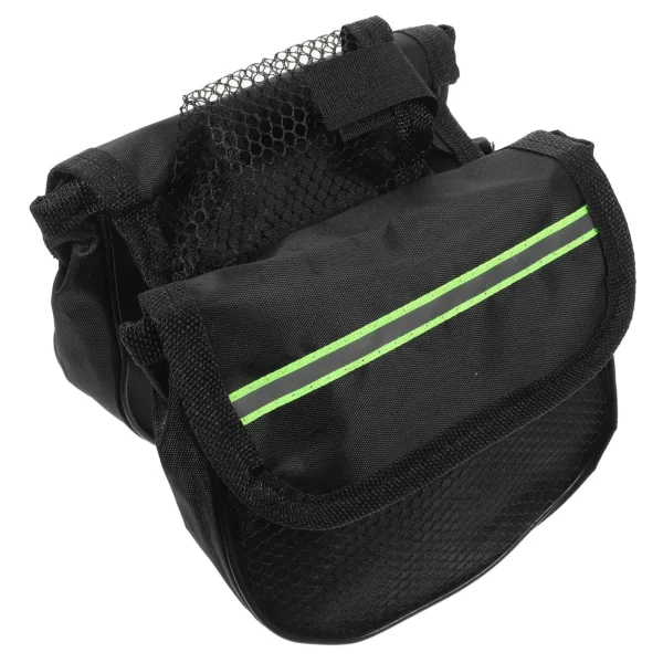 Bike Handlebar Bag Black Saddle Frame Triangle Storage Pouch Durable Reflective Stripes Road Cycling Accessories Bicycle Bag
