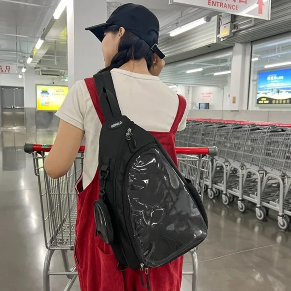 Casual Travel Transparent Zipper Shoulder Handbags Vintage Women All Match Simple Ita Bag Y2K Aesthetic Fashion Crossbody Bags
