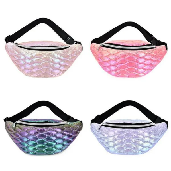 Fanny Pack Holographic Fashion Belt Bag Banana Waist Bag Reflective Laser Shoulder Bag Waist Bag Pochete Women's Belt Bag Purse