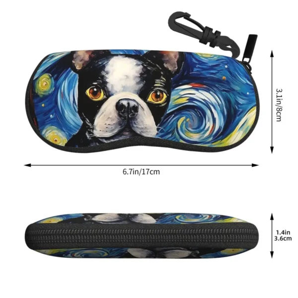 Boston Terrier Dog Starry Night Shell Glasses Case Portable Sunglasses Box Women Men Soft Eyeglasses Bag Pouch