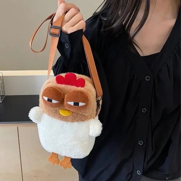 D46D Cute Plush Chicken Pouches Crossbody Purse Coin Wallet Stylish Shoulder Bag for Children's Party Favors
